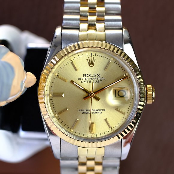 Rolex Mens Datejust Champagne Dial W/Papers - Picture 5 of 11